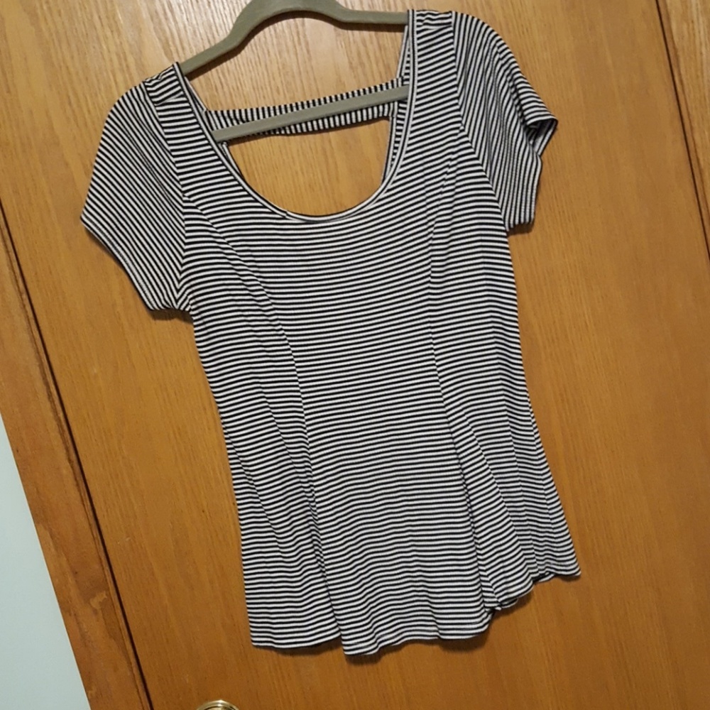 Torrid striped flare peplum scoopneck t-shirt